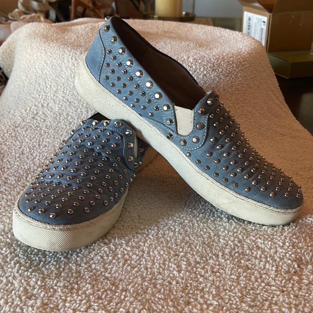 Sam Edelman slip-on denim shoe with grommet detail